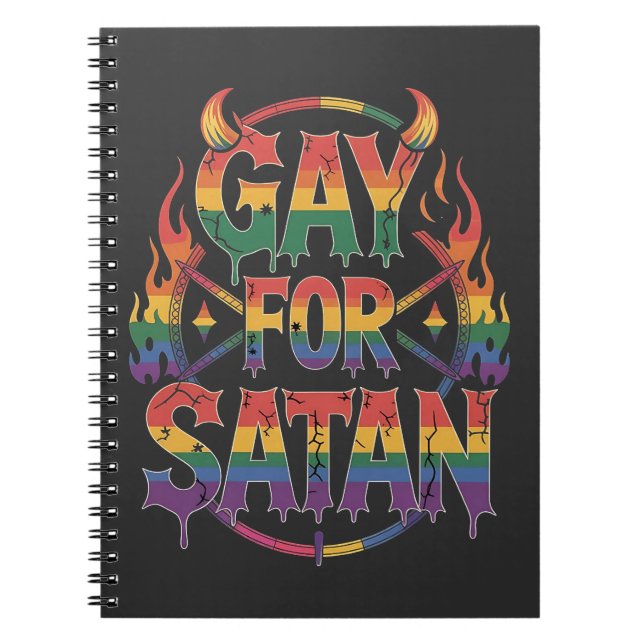 Caderno Espiral Satã de granizo Arco-Íris Baphomet Diabo Goat LGBT (Frente)