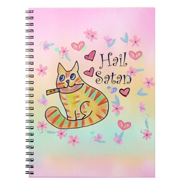 Caderno Espiral Satã de granizo gatinho sarcástico (Frente)