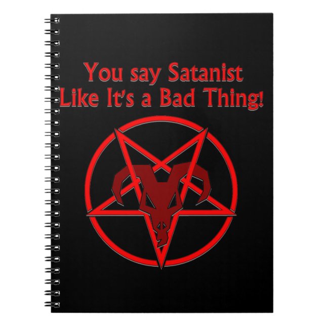 Caderno Espiral Satanista Má Coisa Humor Escuro no Pentáculo (Frente)