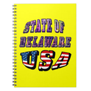 Caderno Espiral Sate of Delaware Picture and USA Flag Text