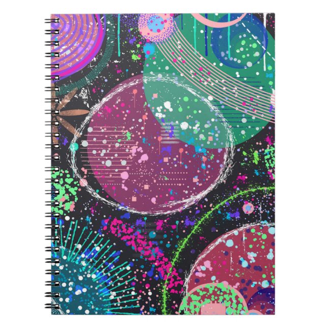 Caderno Espiral Saturn’s Rings: Maximalist Abstract Art  (Frente)