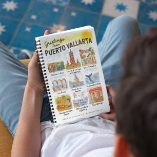 Caderno Espiral Saudações de Puerto Vallarta   Viagem em Aquarela