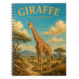 Caderno Espiral Savana de Acácia com Girafa Watercolor GeoSaga