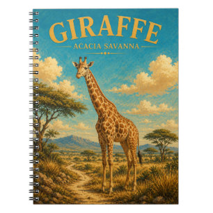 Caderno Espiral Savana de Acácia com Girafa Watercolor GeoSaga