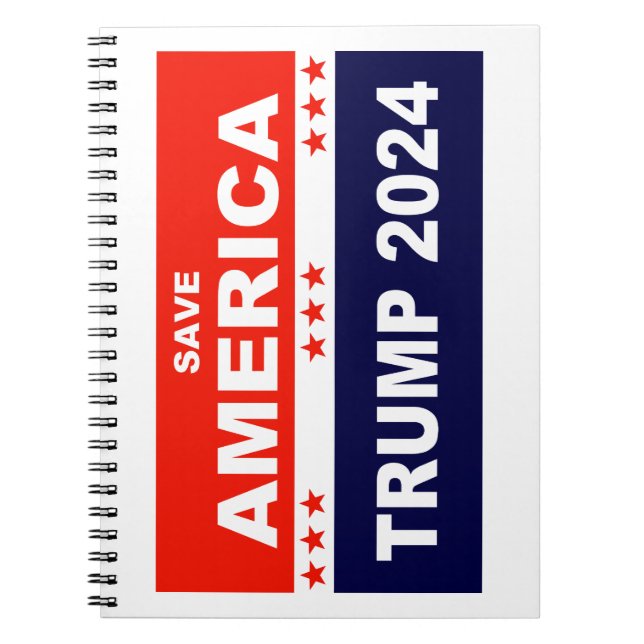 Caderno Espiral Save America Trump 2024 (Frente)