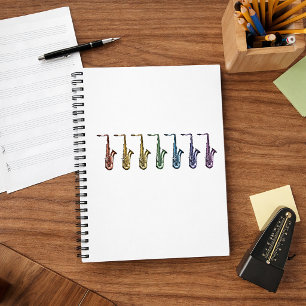 Caderno Espiral Saxofones Tenores Arco-íris Vibrantes
