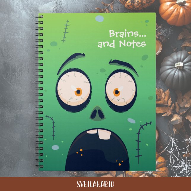 Caderno Espiral Scared Green Zombie Halloween Spiral Notebook (Criador carregado)