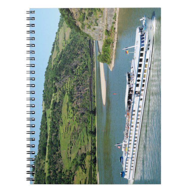 Caderno Espiral Schiff auf dem Rhein bei Oberwesel (Frente)