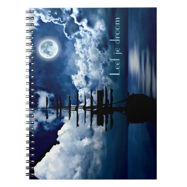 Caderno Espiral Schiff bei Vollmond Notebook (Frente)