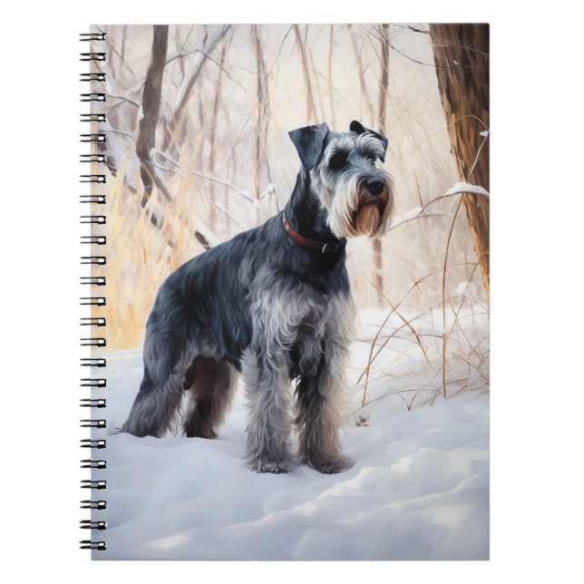 Caderno Espiral Schnauzer Deixe Nevar Natal (Frente)