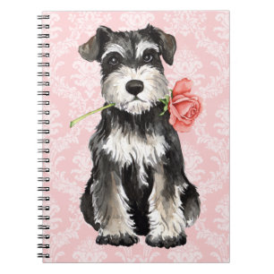Caderno Espiral Schnauzer do rosa dos namorados mini