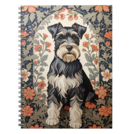 Caderno Espiral Schnauzer Elegante Floral Inspirado em William Mor
