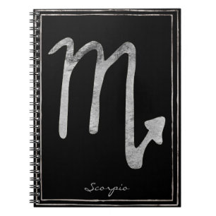 Caderno Espiral Scorpio martelou símbolo estriado de astrologia p