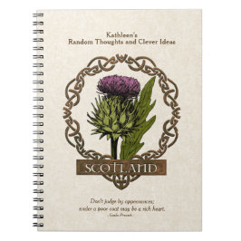 Caderno Espiral Scotland Scottish Thistle Dourado Celtic Knots