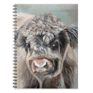 Caderno Espiral Scottish Highland Cow on Green
