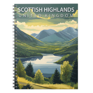Caderno Espiral Scottish Highlands United Kingdom Viagens vintage