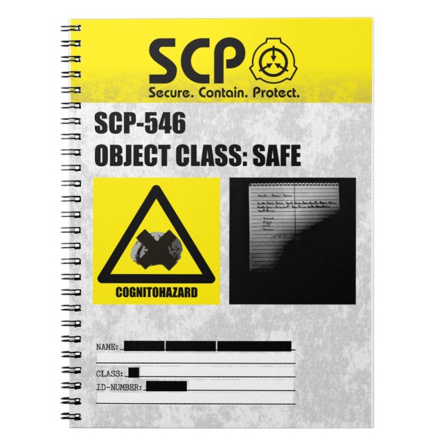 Caderno Espiral SCP - 546 "A Notebook" (Frente)