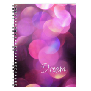 Caderno Espiral Script Branco "Dream", Diário de Sparkles roxo