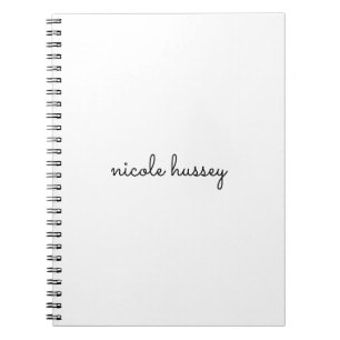 Caderno Espiral Script Branco Na moda Monograma Moderno Minimali