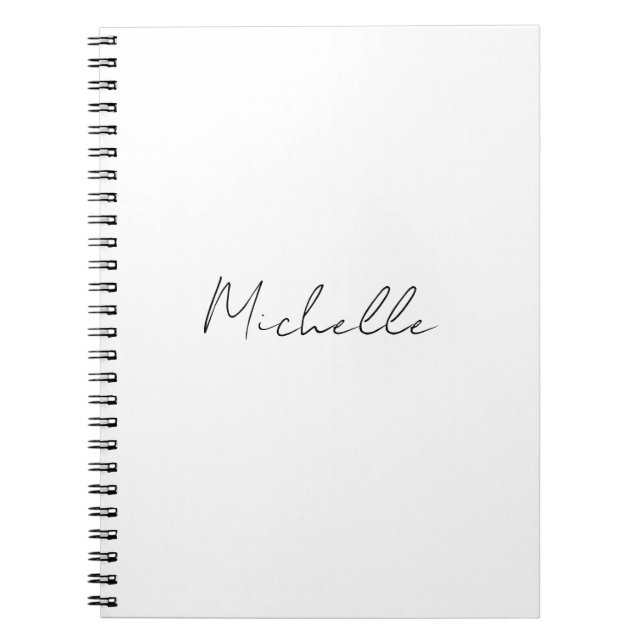 Caderno Espiral Script de Estilo Elegante Adicione Seu Nome (Frente)