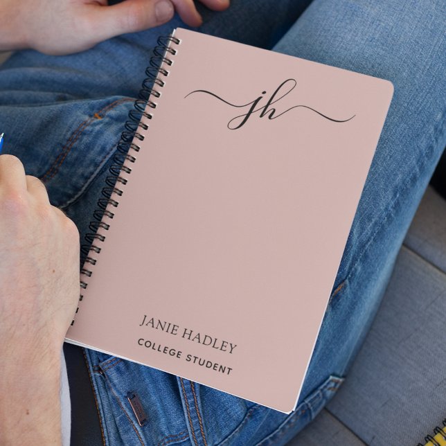 Caderno Espiral Script de Monograma de Volta às Aulas Nome (Criador carregado)