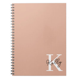 Caderno Espiral Script de Monograma Rosa Blush Moderno