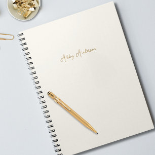 Caderno Espiral Script Dourado Mínimo Moderno Simples Desligado
