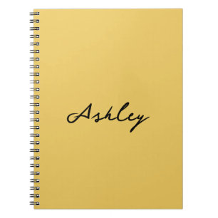 Caderno Espiral Script em ouro simples personalizado