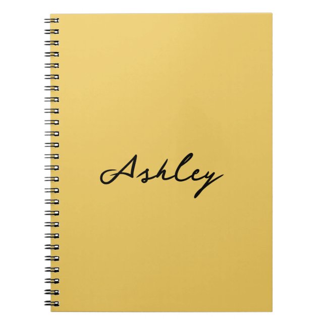 Caderno Espiral Script em ouro simples personalizado (Frente)