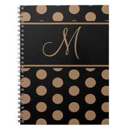 Caderno Espiral Script Monograma - Bolinhas castanhas em preto