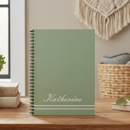 Caderno Espiral Script Name Minimalist Green Eucalyptus