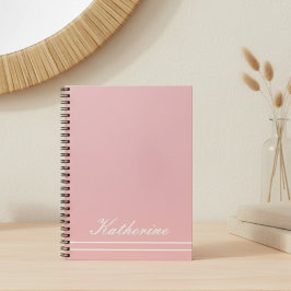 Caderno Espiral Script Name Minimalist Pink