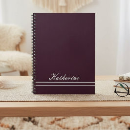 Caderno Espiral Script Name Minimalist Plum