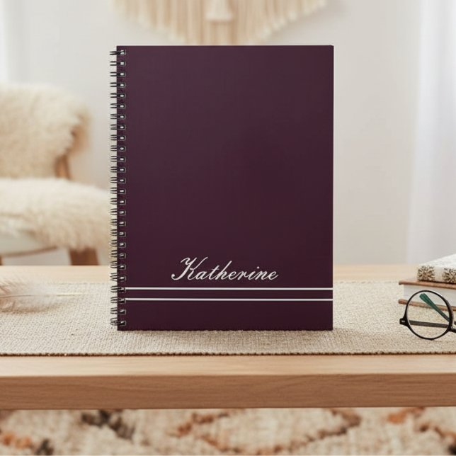 Caderno Espiral Script Name Minimalist Plum (Criador carregado)