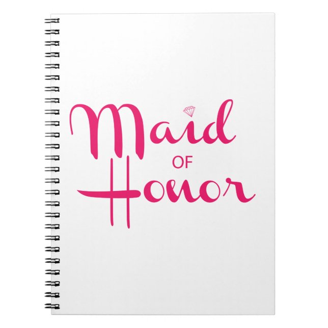 Caderno Espiral Script Retroativo de madrinha de casamento Rosa (Frente)