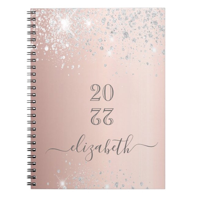 Caderno Espiral script rosa dourado (Frente)