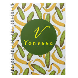 Caderno Espiral Script Tropical Banana Leaf Monograma