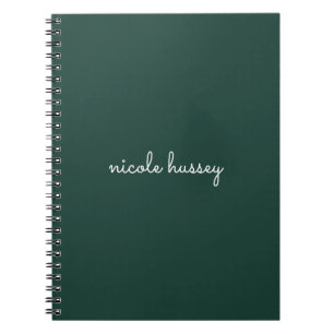 Caderno Espiral Script Verde Esmeralda Na moda Monograma Moderno