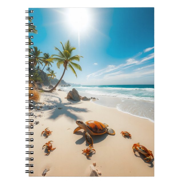 Caderno Espiral Sea  Crabs on Tropical Beach – Serene Ocea (Frente)