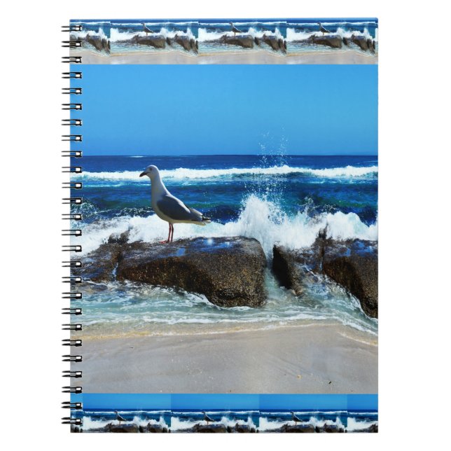 Caderno Espiral Seagull Em Beach Rocks, (Frente)