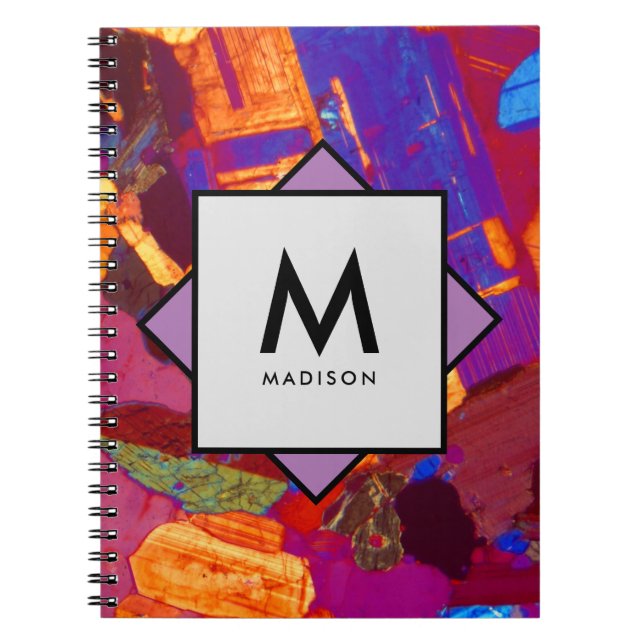 Caderno Espiral Seção fina de Granito com Nome e Monograma em (Frente)