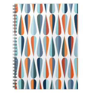 Caderno Espiral Século de médio retrô, moldes de gota.