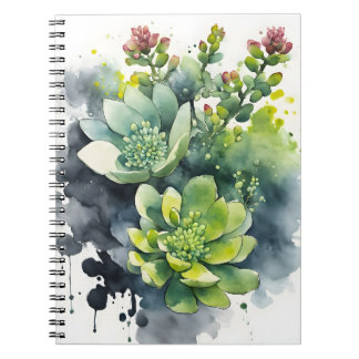 Caderno Espiral Sedum - Flores em aquarela capa para iPad mini