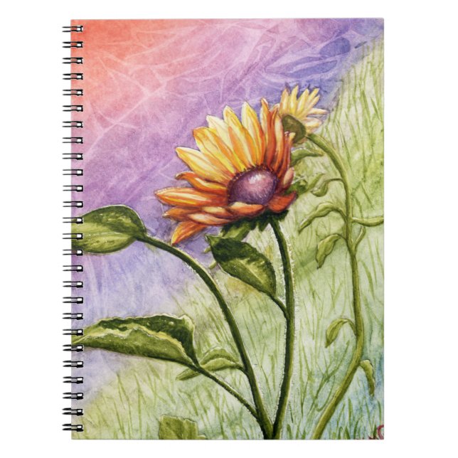 Caderno Espiral Segredos de girassol em Sunset (Frente)