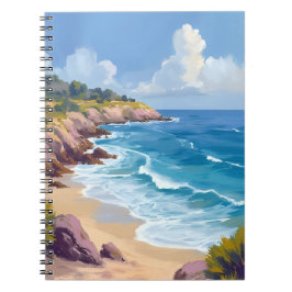 Caderno Espiral Segunda-feira em Malibu | Penhascos da Praia Viage