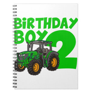 Caderno Espiral segundo aniversário Garoto Trator Fazenda 2 Anos A