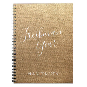 Caderno Espiral Segundo grau Dourado no primeiro ano Seu nome note