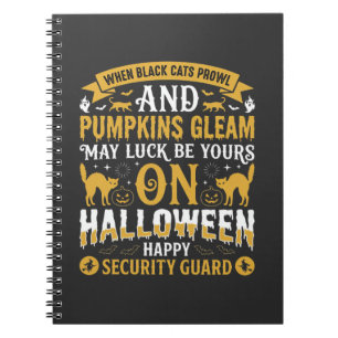 Caderno Espiral Segurança Halloween Gatos Pretos e Abóboras D