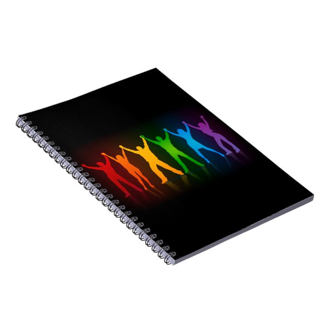 Caderno Espiral Seis silhuetas em pé de Slipperyjoe com braços lev (Lado Direito)