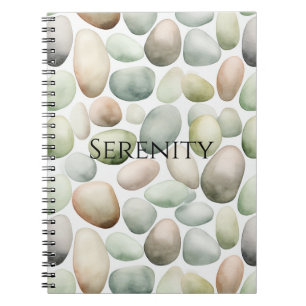 Caderno Espiral Seixos Verdes Pedras Rochas Serenidade